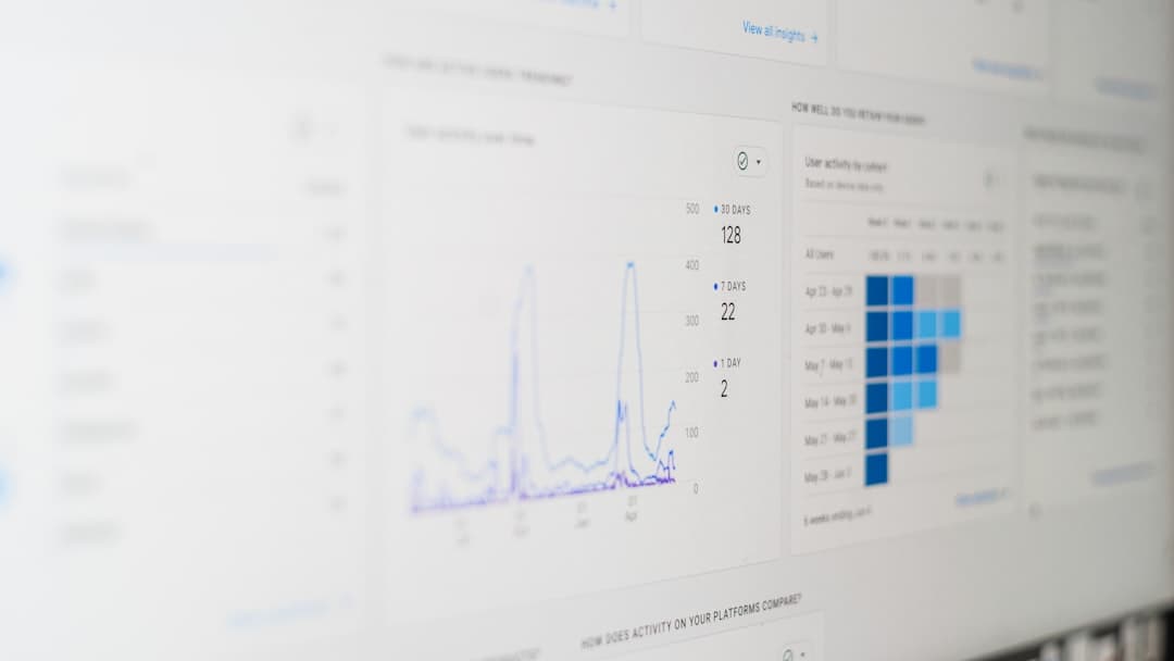 Close-up of a computer monitor displaying YouTube analytics graphs and data for channel growth.